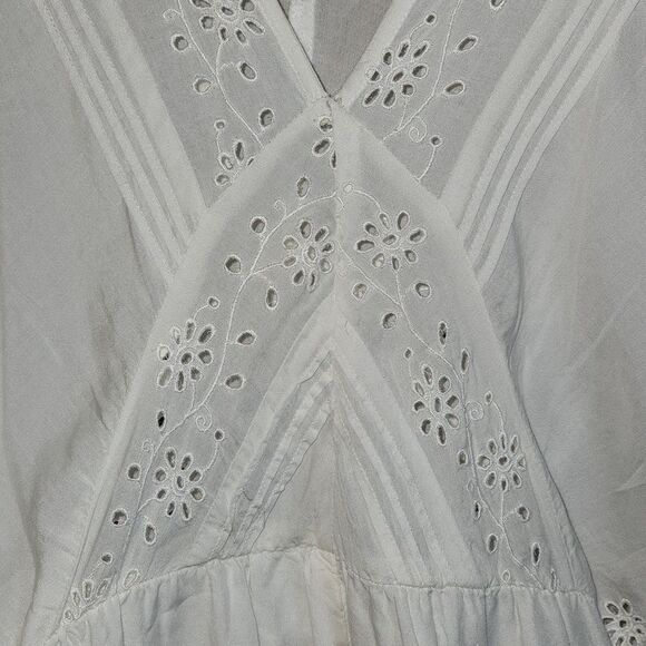 Society Amuse White Romper Women L Lace Button Closure Cover-Up - Picture 11 of 11